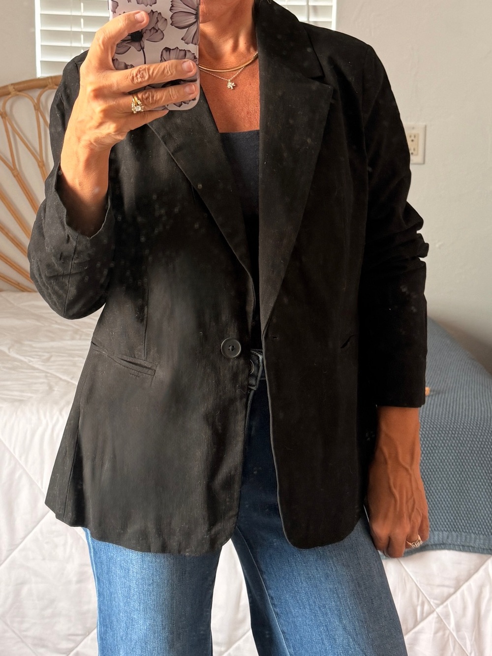 Classic Cotton Black Women's Blazer - Tailored Lightweight Jacket